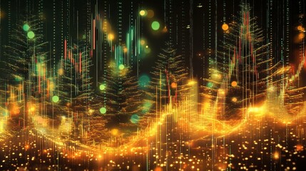 Obraz premium Fluctuating financial trends digital space abstract art virtual environment aerial view gigapixel concept