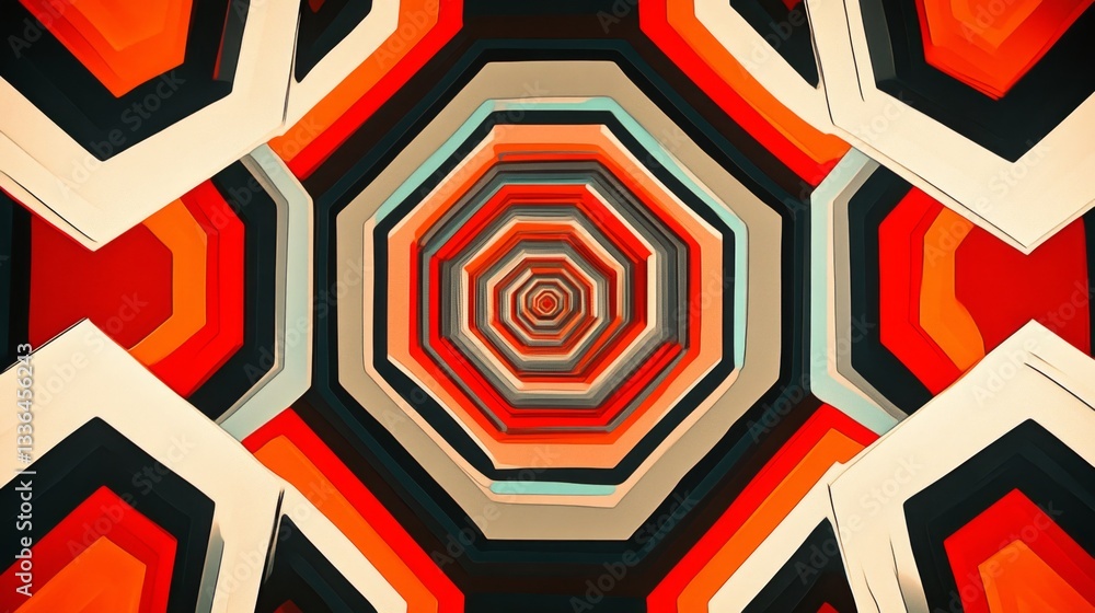 Poster create abstract hexagonal pattern digital art gigapixel bold red orange vibrant environment graphic 