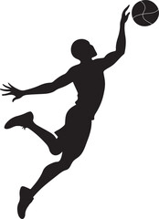 basketball player silhouette, black and white silhouette, vector and illustration
