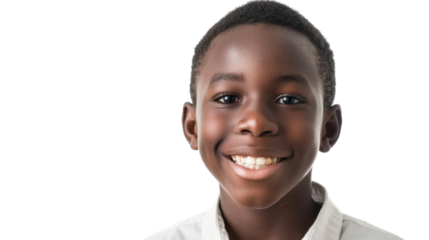 Portrait of smiling young schoolboy on transparent background