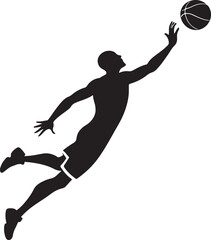 basketball player silhouette, black and white silhouette, vector and illustration