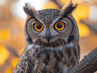 A striking photo of an owl, showcasing its intense gaze and intricate feather patterns. Perfect for prints, posters, or decor, bringing the mystery and beauty of this nocturnal hunter into any space!