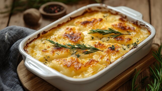 Gratinated cod brandade cooking in the oven french cuisine