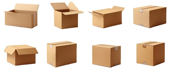 [Transparent Background PNG]Various Cardboard Boxes for Shipping