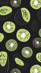 Kiwi Fruit Slices Seamless Pattern Design