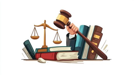 Justice Scales and Gavel with Books; Legal Concept; Stock Photo