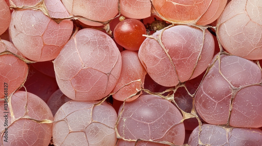 Poster close-up of a group of red grapes. the grapes are arranged in a circular pattern, with some overlapp
