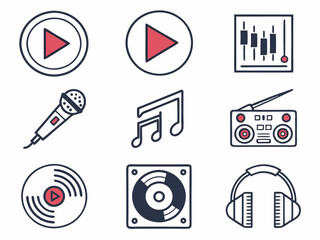 Set of Music and Multimedia Icons