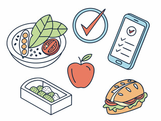 Set of Healthy Eating and Nutrition Icons