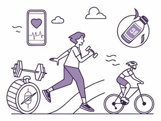  Set of Fitness and Outdoor Activity Icons