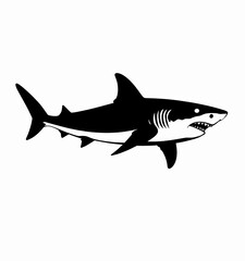 Fototapeta premium Black and White Shark Silhouette with Open Jaws