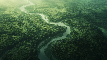 Aerial shot of a vast forest wilderness gigapixel imagery natural landscape bird's eye view forest depths