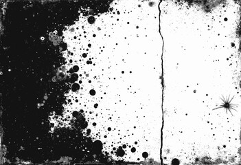 Obraz premium Black & White Texture with Crack and Dark Splatters