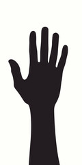 Black Hand Silhouette Raised Upright Isolated