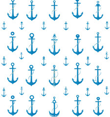Blue anchors pattern on a white background
