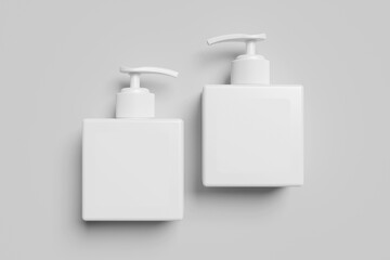 Obraz premium Blank white square pump bottle for mockup - 3D Illustration