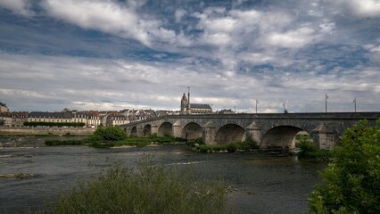 Fototapeta premium Old bridge over the river in Blois city, Loire valley France