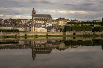 View of the Blois city and Loire river, France