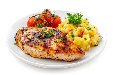 tray of turkey piece with cheesy potato on white frame  
