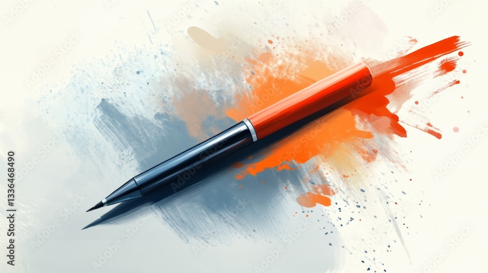 Poster creating digital art stylus on a table studio digital artwork creative workspace bird's eye view tec