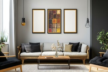 Three Posters Above Living Room Table Design