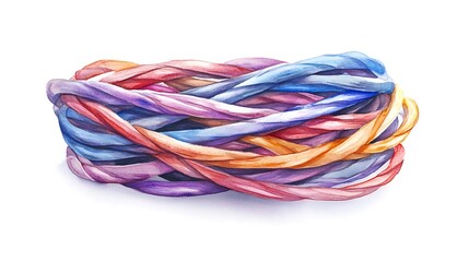 Colorful Twisted Threads Watercolor Painting