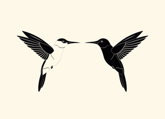 Monochrome hummingbirds, mirroring avian design