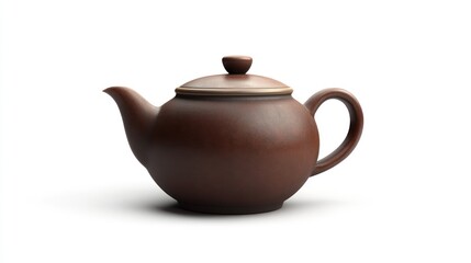 Brown teapot studio shot, white background