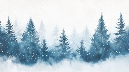 Obraz premium Capturing artistic watercolor pine trees serene forest art piece tranquil environment artistic viewpoint nature's beauty