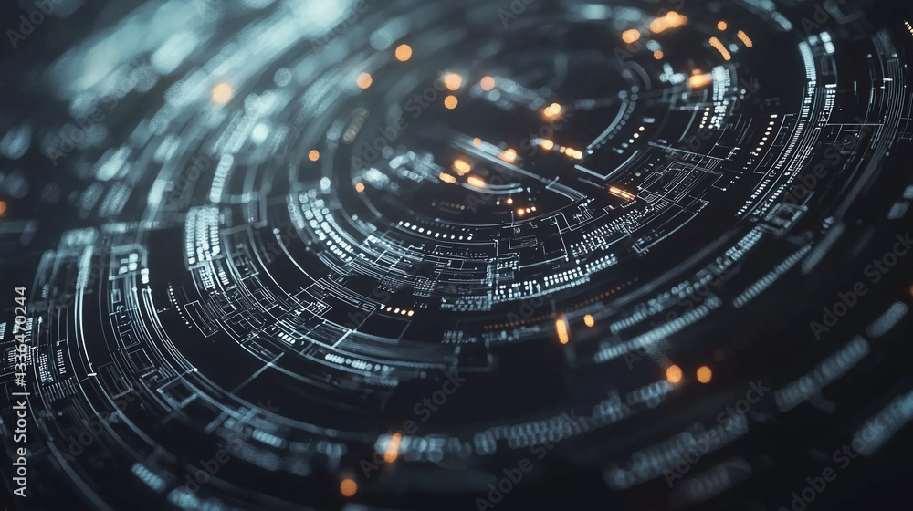 Poster abstract futuristic technology background digital interface design concept 3d data code blue dark