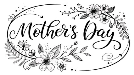 Obraz premium vector floral frame gCharming Hand-Drawn Mother's Day Design raphic text happy mothers day, victor