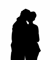 Silhouette of Elegant Love: A Couple in Passion