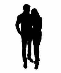 Silhouette of Romantic Partner Pose Flat Illustration