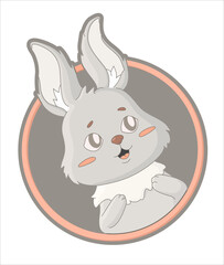 Adorable bunny in circle frame