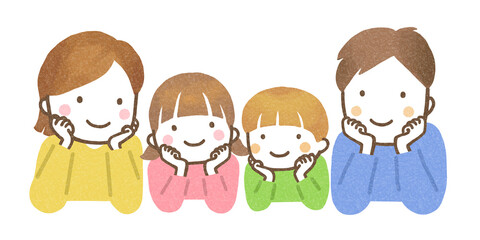 頬杖をつく親子