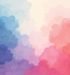 Watercolor pastel rainbow clouds abstract background