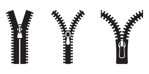 Zipper Icons Silhouette Vector Illustration