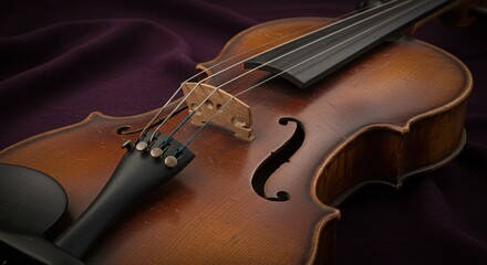 Fototapeta premium Worn Violin on Velvet