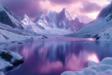 Purple lake and mountain