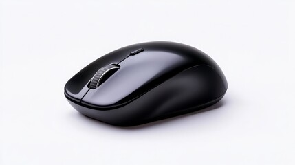 Sleek black wireless computer mouse on a minimalist background