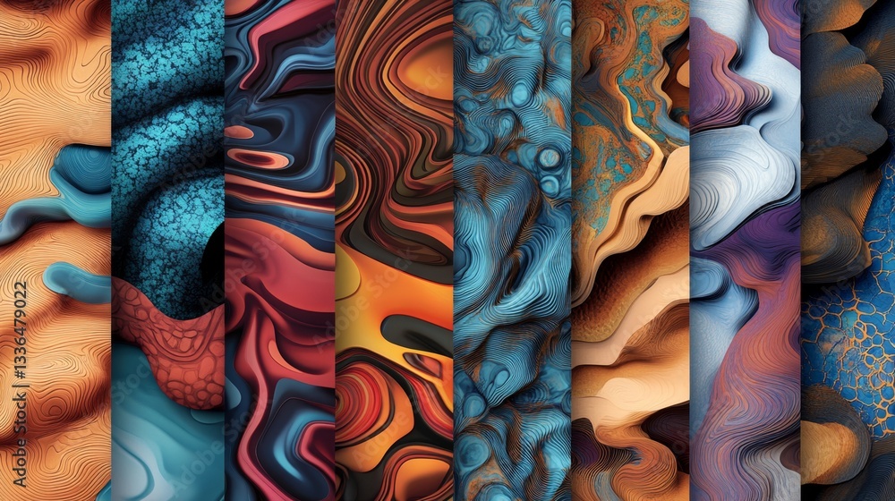 Poster creating intricate ai-generated patterns digital space visual art virtual environment close-up view 