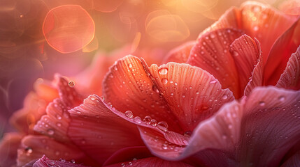 Fototapeta premium Ultra-realistic macro shot of a vibrant red carnation, intricate petal details and velvety floral texture