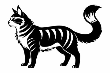 Obraz premium american bobtail line art silhouette vector illustration