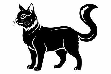 american bobtail line art silhouette vector illustration
