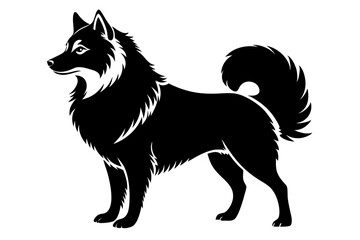american eskimo dog line art silhouette vector illustration