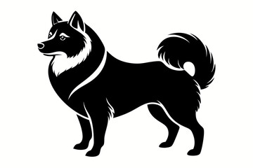 american eskimo dog line art silhouette vector illustration