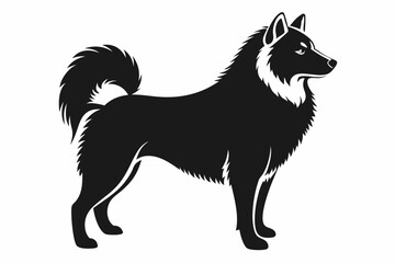 american eskimo dog line art silhouette vector illustration