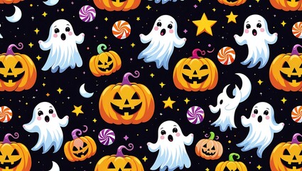 Naklejka premium halloween seamless background