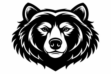 bear head line art silhouette vector illustration