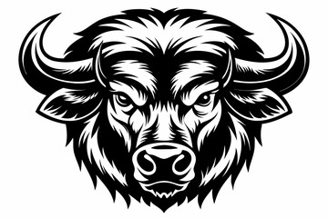 buffalo head line art silhouette vector illustration